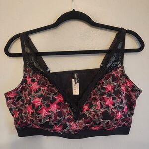 Torrid Black and Red Star Lace Bralette